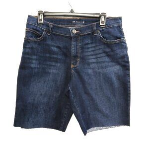 Vintage Lee Women's Blue Denim Cut Off Shorts Size 32 Waist Medium Wash Frayed